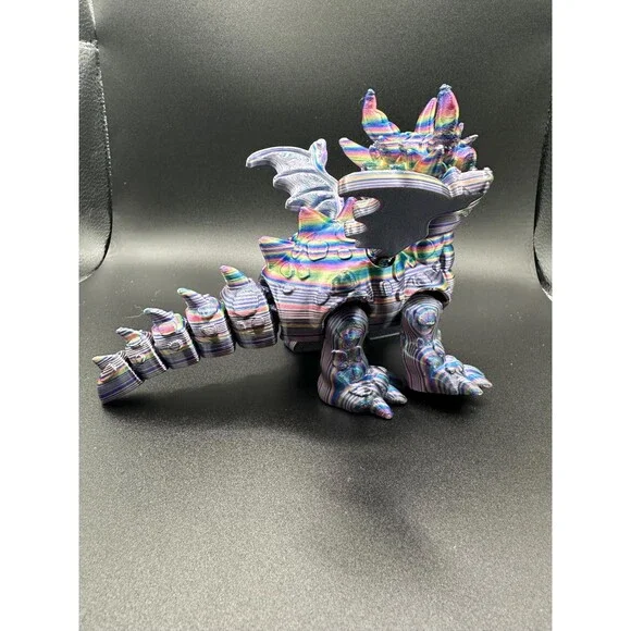 3D-Printed Articulated Crystal Baby Dragon 7" - Picture 3 of 5